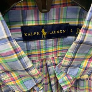 Blue green polo shirt